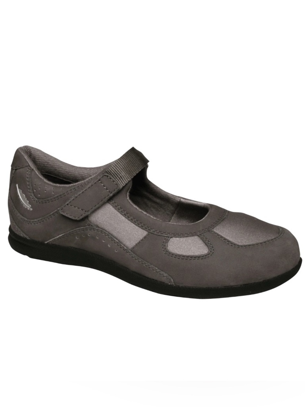 Barefoot Freedom Mary Jane Comfort Shoes Gray Leather Fabric Hook & Loop 9W